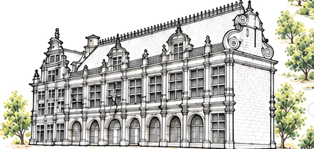 Croquis de la Halle aux Draps de Tournai